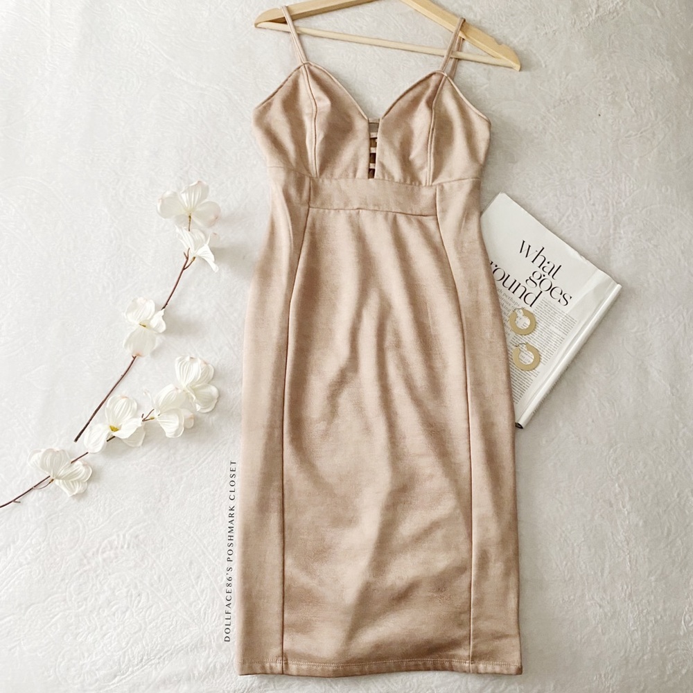 Faux Tan Suede Bodycon Dress